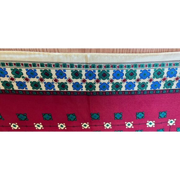 Vtg 1970’s ECHO Scarf Chinon Azlon Silk Scarf Maroon Blues Yellow Floral Japan - Picture 5 of 10